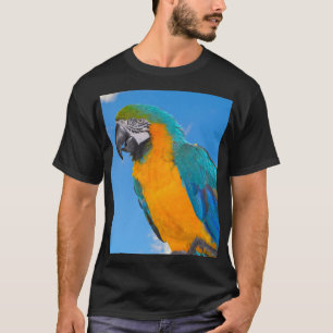 Camiseta Arara-macau azul e amarela