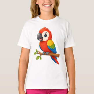 Camiseta Arara Papagaio de Desenho Animado Fofo