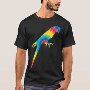 Camiseta Arara Tie Dye Estampa Arco-íris Papagaio Ave Hippi