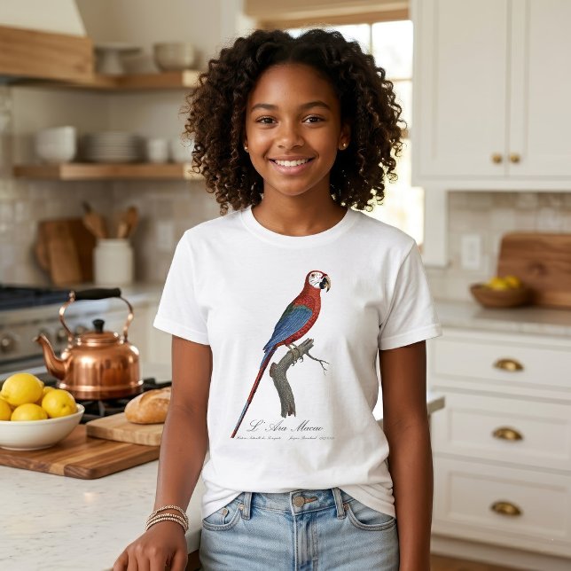 Camiseta Arara-vermelha, Ara chloropterus (Red-and-green Macaw, Ara chloropterus. Girl Basic White T-Shirt)