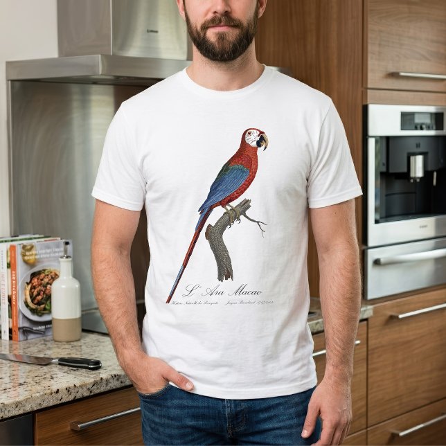 Camiseta Arara-vermelha, Ara chloropterus (Red-and-green Macaw, Ara chloropterus. Men Basic White T-Shirt)