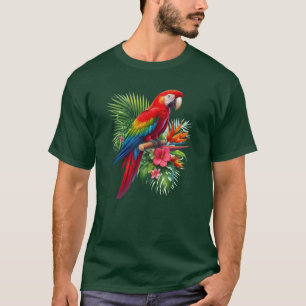 Camiseta Arara vermelha floral tropical