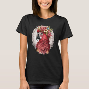 Camiseta Arara Vermelha Papagaio Aquarela Pássaro Coroa de