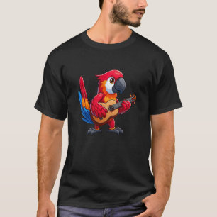 Camiseta Arara Vermelha Papagaio Guitarra Pet Música Divert
