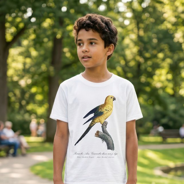 Camiseta Aratinga solstitialis (Guarouba dans sons jeune age / Sun parakeet. Boy Basic White T-Shirt)