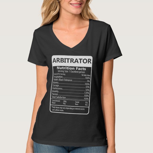 Camiseta Arbitrator Nutrition Facts Sarcastic Graphic (Frente)