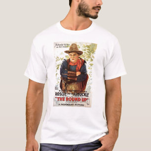 Camiseta Arbuckle gordo o círculo acima do filme silencioso