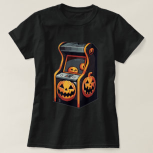Camiseta Arcade de Abóbora Assombrada Estética Aconchegante