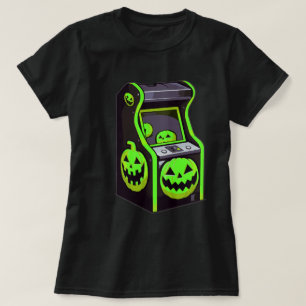 Camiseta Arcade de Abóbora Assombrada Halloween Fofo