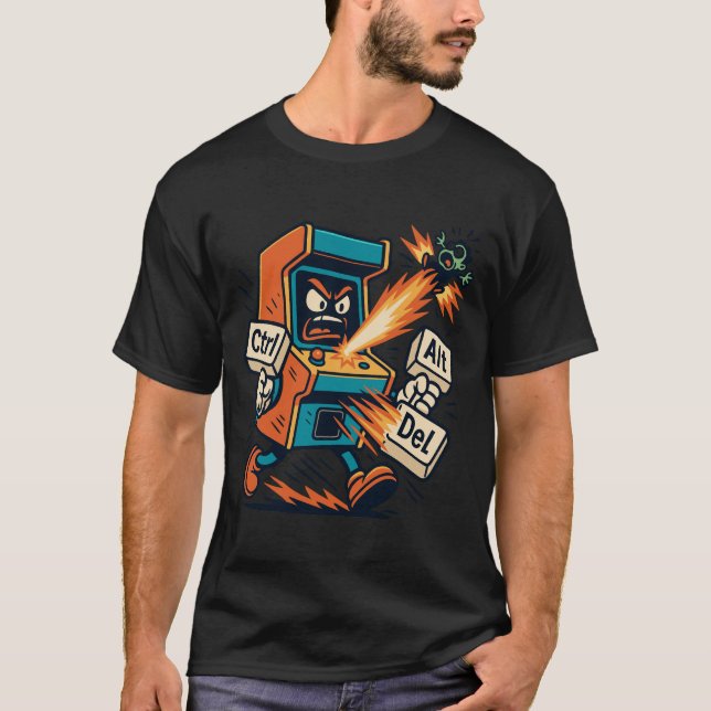 Camiseta Arcade Fighter Ctrl Alt Del Design (Frente)