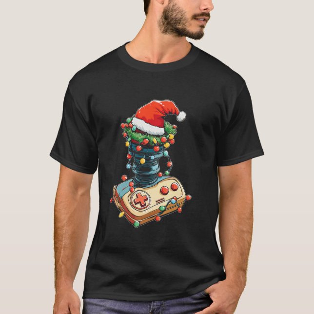 Camiseta Arcade Joystick 80s Retro Videos games Ha Natal (Frente)