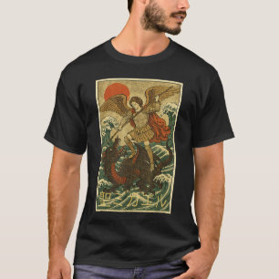 Camiseta Arcanjo São Miguel Dragão Estilo Japonês Católico