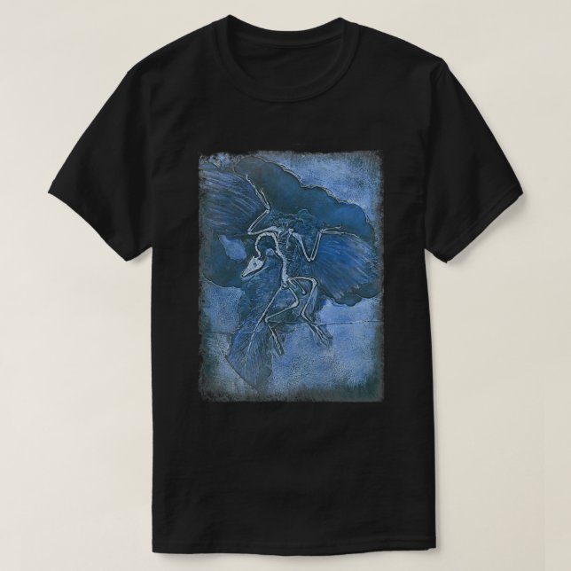Camiseta archaeopteryx em azul (Frente do Design)