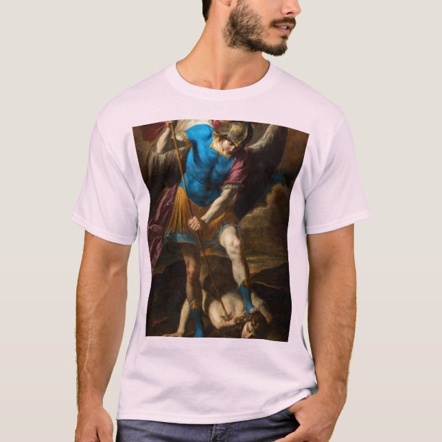 Camiseta Archangel Michael luta contra o Fallen Angel (Frente)