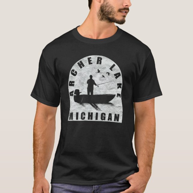 Camiseta Archer Lake Fishing Michigan (Frente)