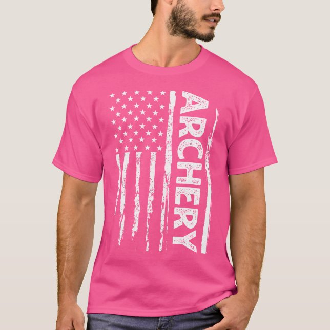Camiseta Archery American Flag Hunter Target Tiro Longo (Frente)