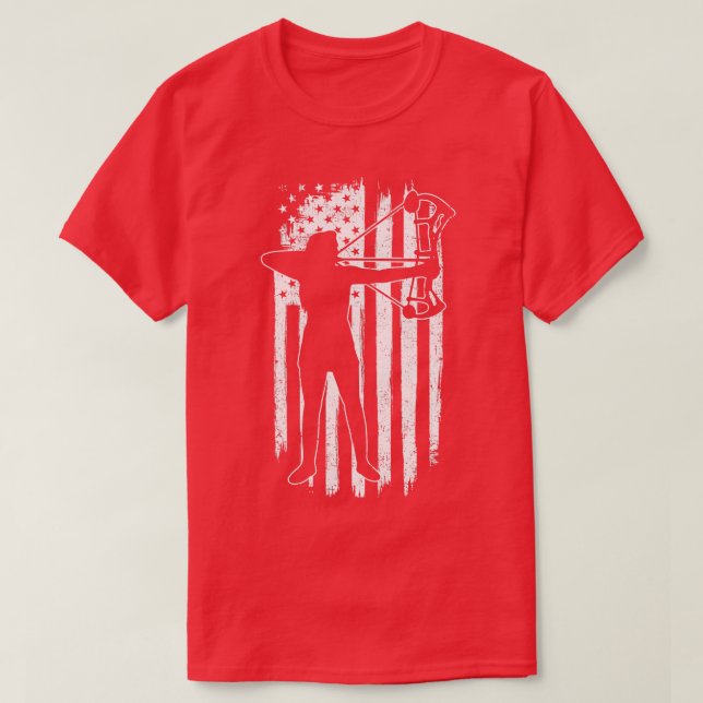 Camiseta Archery Archer American Flag (Frente do Design)
