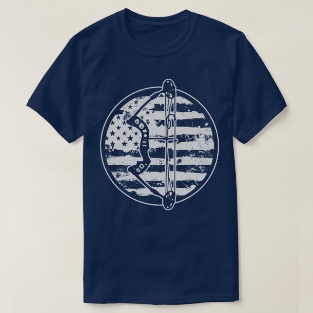 Camiseta Archery Archer American Flag Arco (Frente do Design)