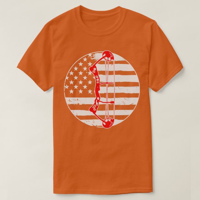 Camiseta Archery Archer EUA Flag Arco (Frente do Design)