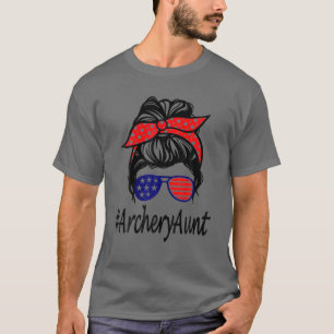 Camiseta Archery Aunt Life Messy Bun Hair Glasses Mother's
