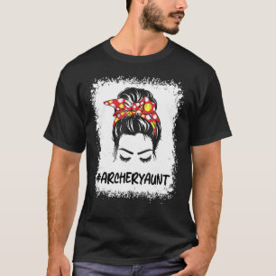 Camiseta Archery Aunt Life Messy Bun Hair Glasses Mother's