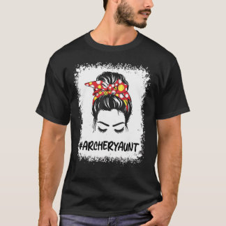 Camiseta Archery Aunt Life Messy Bun Hair Glasses Mother's