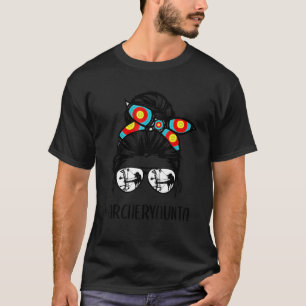 Camiseta Archery Aunta Life Messy Bun Hair Óculos da Mãe