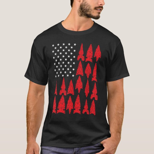 Camiseta Archery collecting arrowhead hunter us flag (Frente)