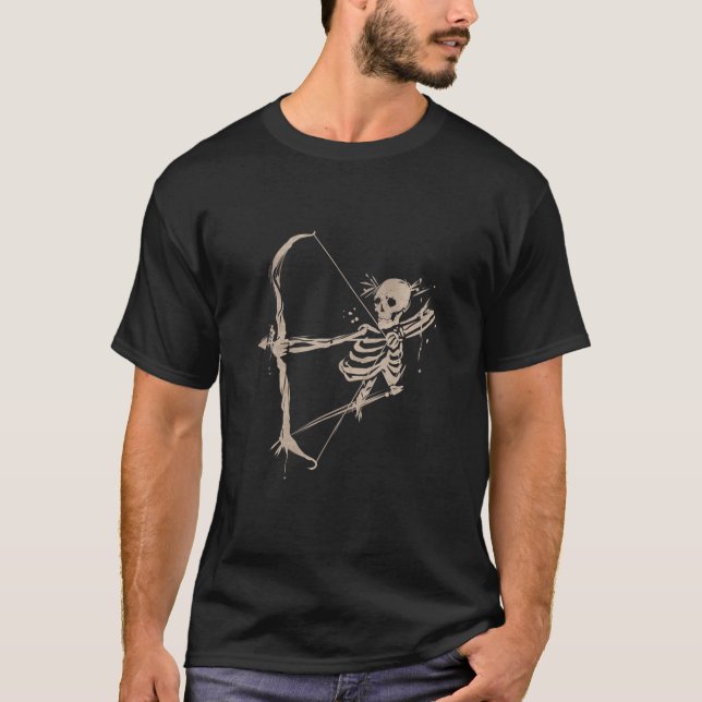 Camiseta Archery Design Skeleton Archer Com Arco E Seta (Frente)