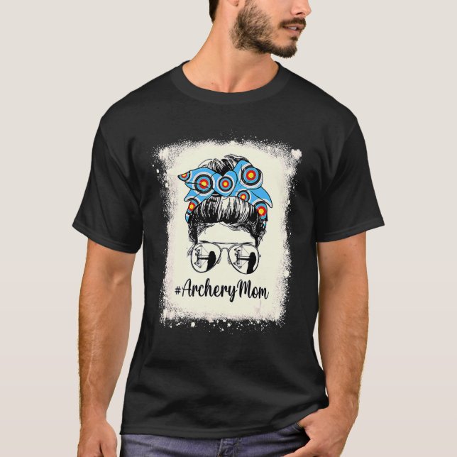 Camiseta Archery Mãe Messy Bun Hair Bandana Mulheres Mother (Frente)