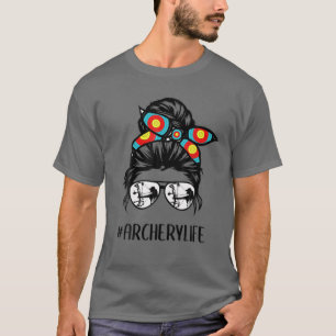 Camiseta Archery Mãe Vida Má Vidros de Cabelo Maluco D Mãe