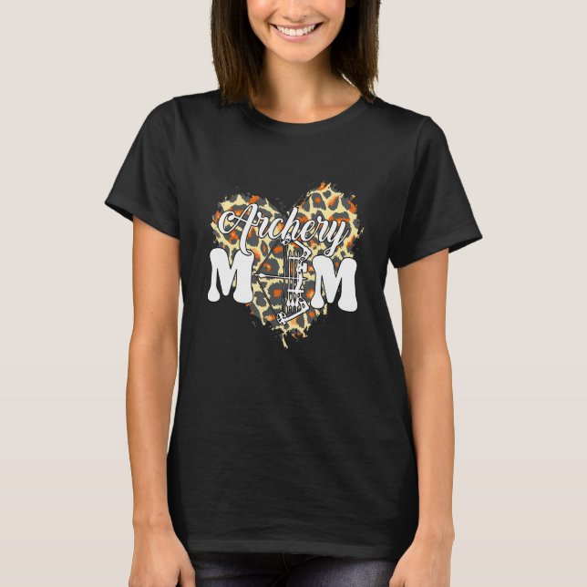 Camiseta Archery Mamãe Leopard Jogo Cardíaco Cheer Mãe Moth (Frente)