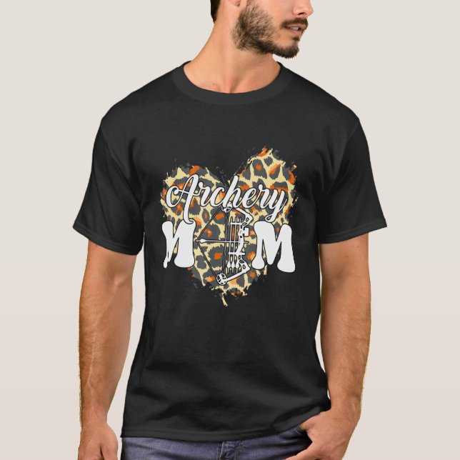 Camiseta Archery Mamãe Leopard Jogo Cardíaco Cheer Mãe Moth (Frente)
