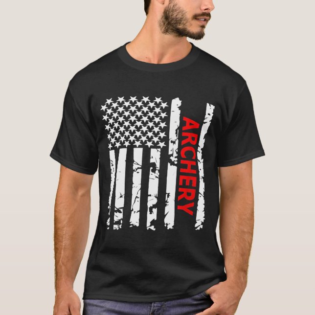 Camiseta Archery Usa Flag Para Americanos (Frente)