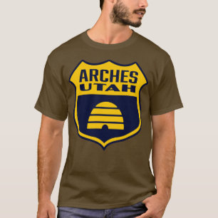 Camiseta Arches Utah Retro Flag Shield Amarelo