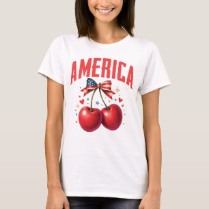 Camiseta Arco Americano de Cereja Patriótico EUA T-Shirt