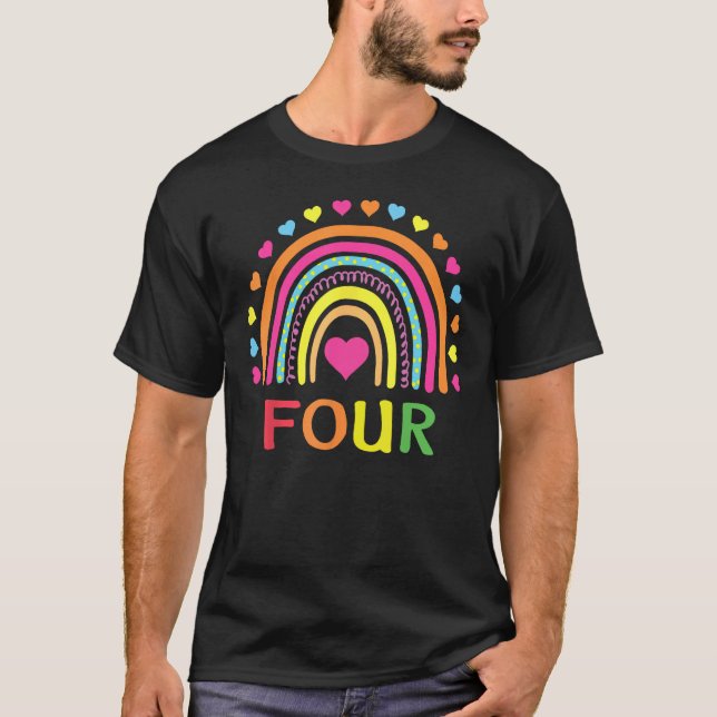 Camiseta Arco Arco-Íris, 4.º Aniversário Presente Para Rapa (Frente)
