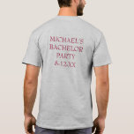 Camiseta Arco Burgundy Tie Weding Baile de formatura Bachel<br><div class="desc">Apresenta uma ilustração original de uma gravata pesada de arco. Perfeito para casamentos, noivados, bailes de formatura, aniversários e outras celebrações. Simplesmente personalize com suas informações. O Designer está disponível para criar e carregar designs personalizados para corresponder às cores e temas do seu casamento ou evento — clique em "Pedir...</div>