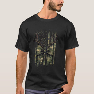 Camiseta Arco Camo Deer Antler usa bandeira Coquette caçand