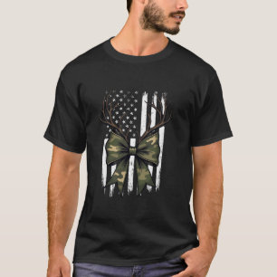 Camiseta Arco Camo Deer Antler usa bandeira Coquette caçand