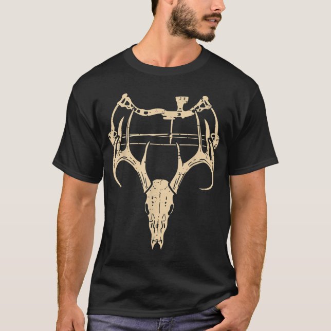 Camiseta Arco Composto de Deer Skull Retro Hunery Pai (Frente)