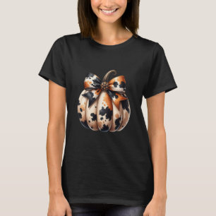 Camiseta Arco Coquete Laço Abóbora Temporada Outono Folhas 