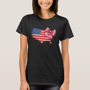 Camiseta Arco Coquete Rosa Desgastado Mapa da Bandeira Amer