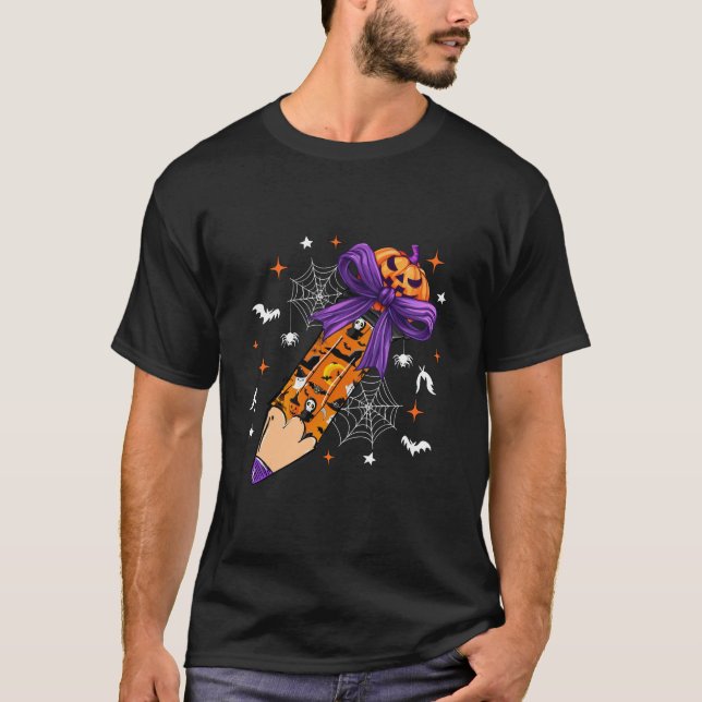 Camiseta Arco Coquette Ghost Teacher Spooky Season Ha (Frente)
