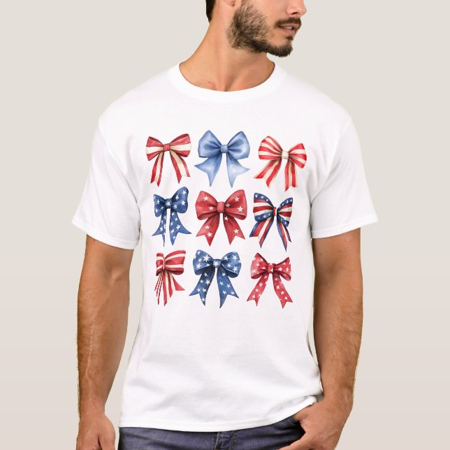 Camiseta Arco Coquette Patriotic Quarto 4 de julho dos EUA (Frente)