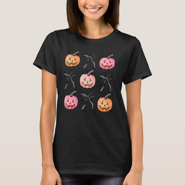 Camiseta Arco Coquette Pumpkin Jack O Lantern Spooky (Frente)