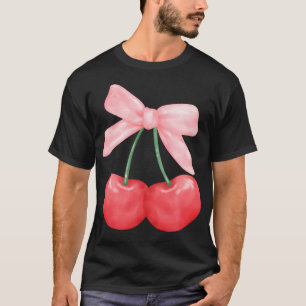 Camiseta Arco Coquette - Simples Cerejas De Menina Rosa