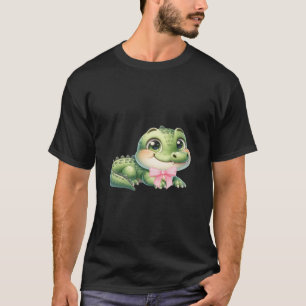 Camiseta Arco Crocodilo de Alligador de Coquetes Cor-de-Ros