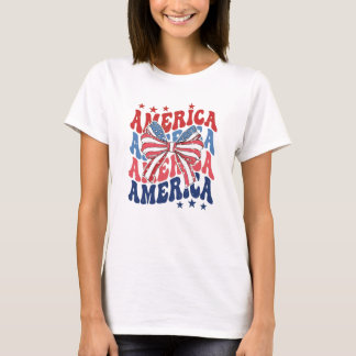 Camiseta Arco da Bandeira Americana Retro América Estrelas