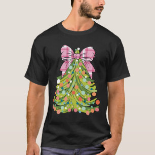 Camiseta Arco De Árvore De Natal Coquette Rosa Homens